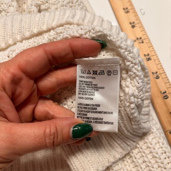 Silence + Noise Off White Pullover Cropped Sweater Size Small - Picture 4 of 6